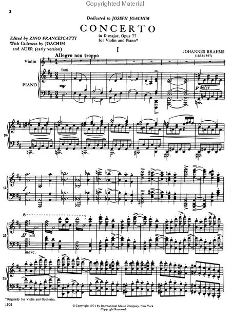 Brahms Violin Concerto in D major, Opus 77 - Image 3