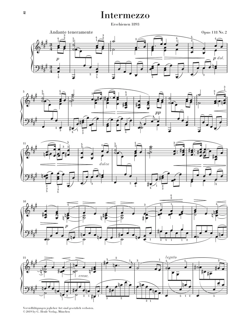 Brahms: Intermezzo in A major, Op. 118 No. 2 - Image 2