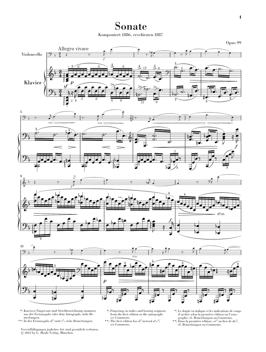 Brahms: Sonata for Piano and Cello in F major, Op. 99 - Image 2