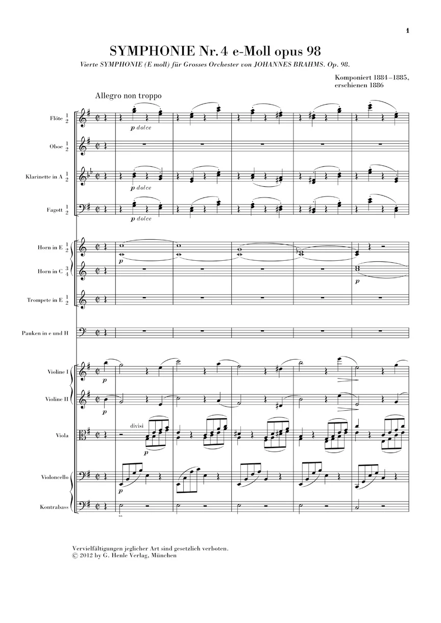 Brahms: Symphony No. 4 in e minor, Op. 98 (Study Score) - Image 2