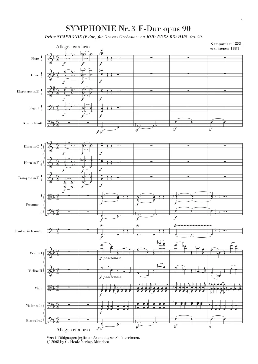 Brahms: Symphony No. 3 in F major, Op. 90 (Study Score) - Image 2