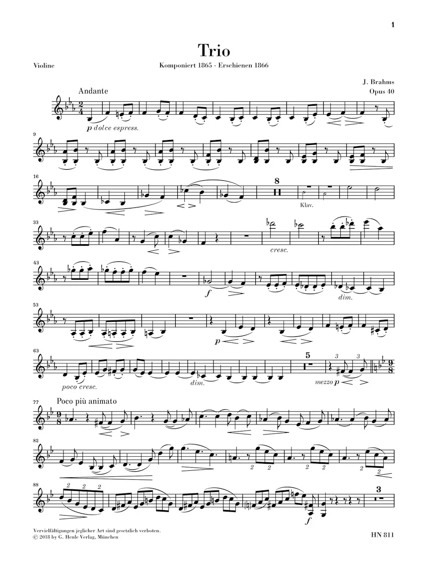 Brahms: Trio in E flat major, Op. 40 - Image 5