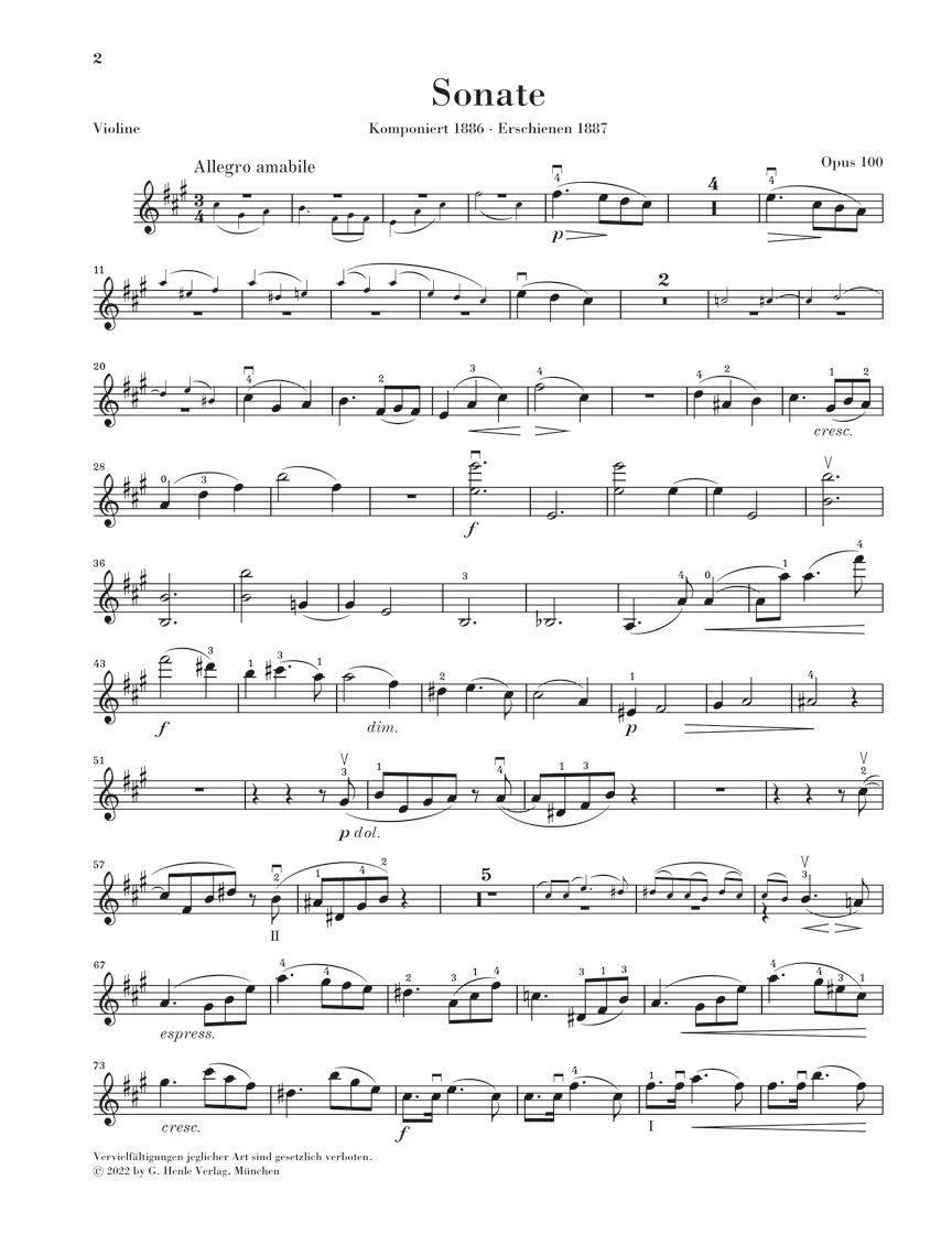 Brahms: Violin Sonata in A major, Op. 100 - Image 3