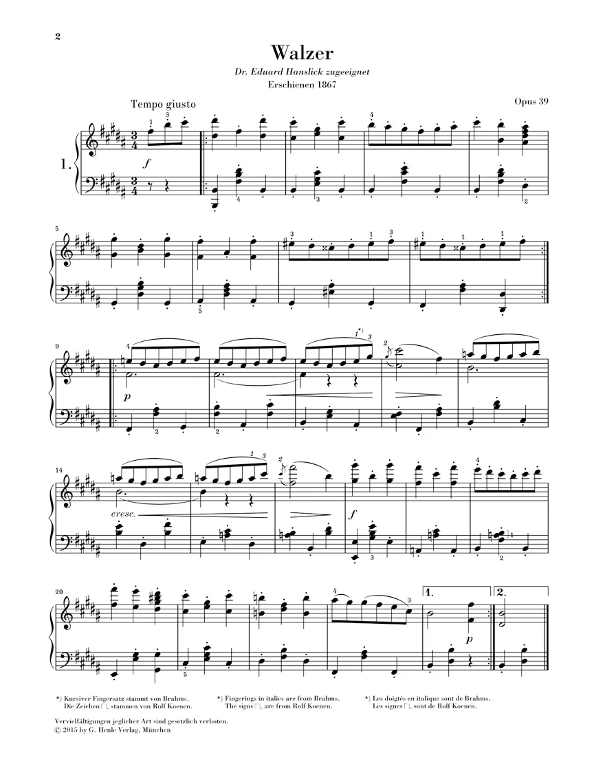 Brahms: Waltzes, Op. 39 - Image 2