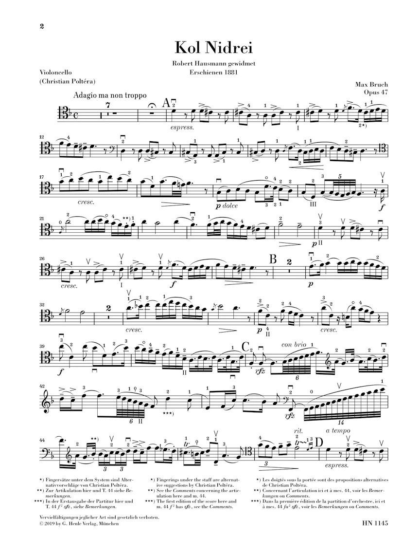 Bruch: Kol Nidrei Opus 47 for Cello and Orchestra (Piano Reduction) - Image 4