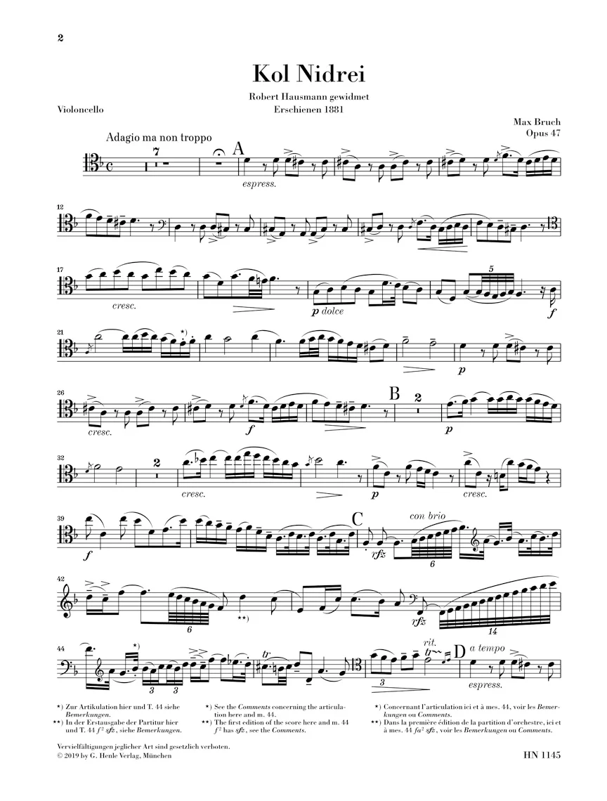 Bruch: Kol Nidrei Opus 47 for Cello and Orchestra (Piano Reduction) - Image 5