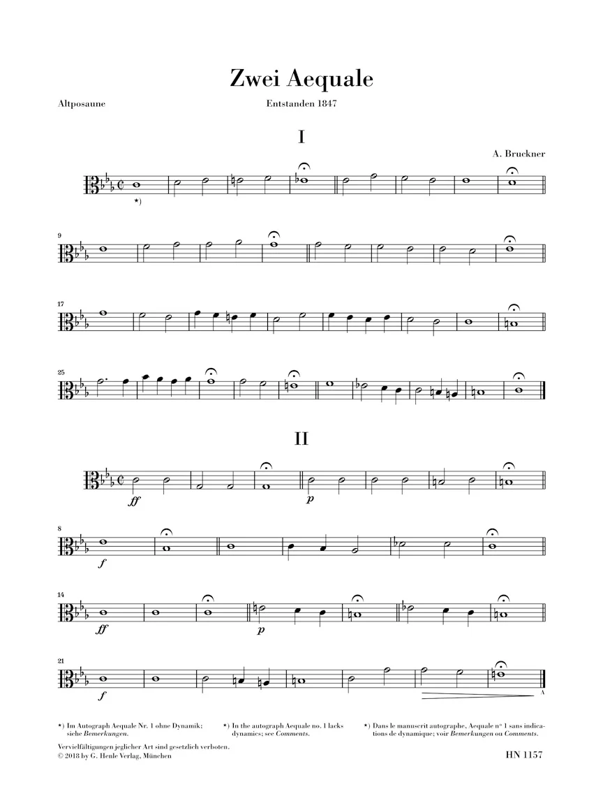 Bruckner: Two Aequali for three Trombones (Score and Parts) - Image 3