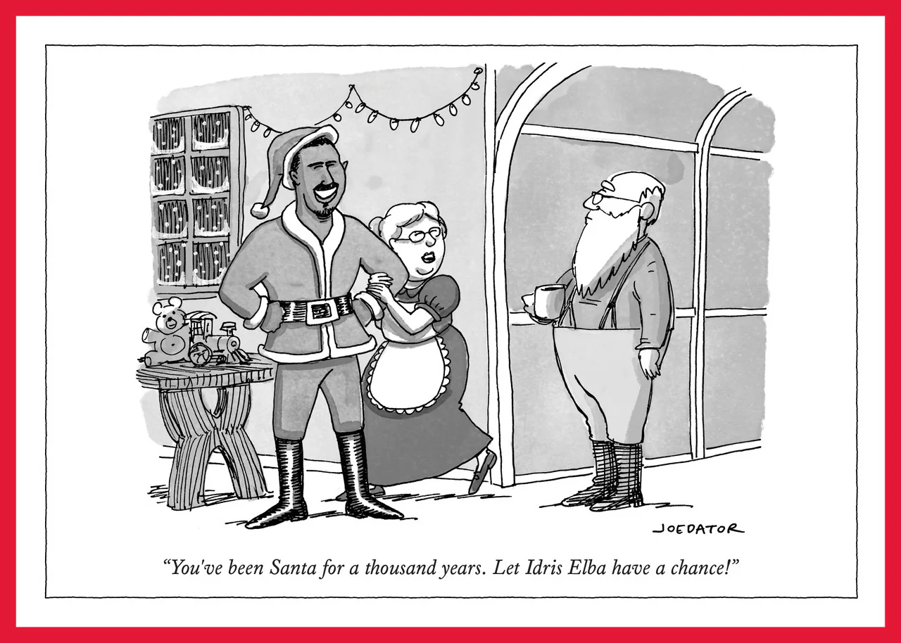 Clearance: Card: Idris Elba Santa  - New Yorker Card (Inside: "Merry Christmas and Happy New Year")