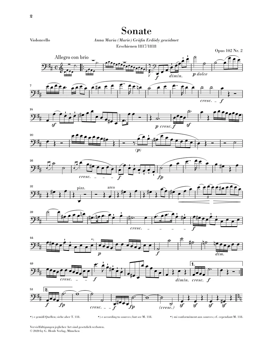 Beethoven: Sonata in D major, Op. 102 No. 2 for Piano and Cello - Image 5