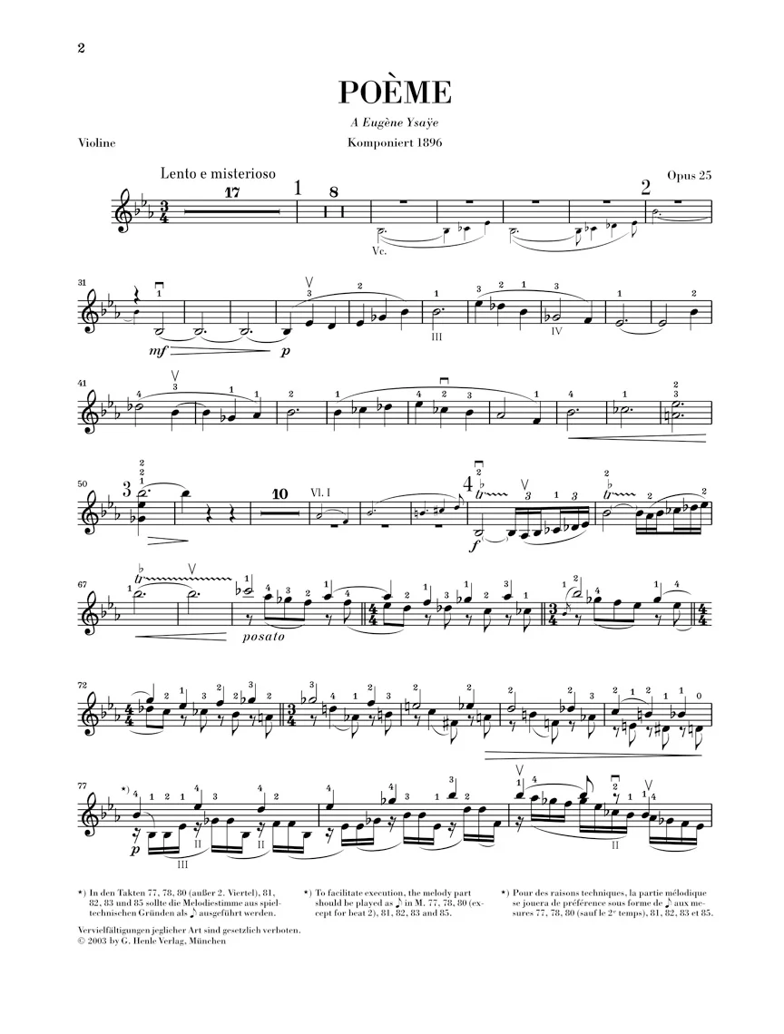 Chausson: Poème, Op. 25 for Violin and Orchestra (Piano Reduction) - Image 4