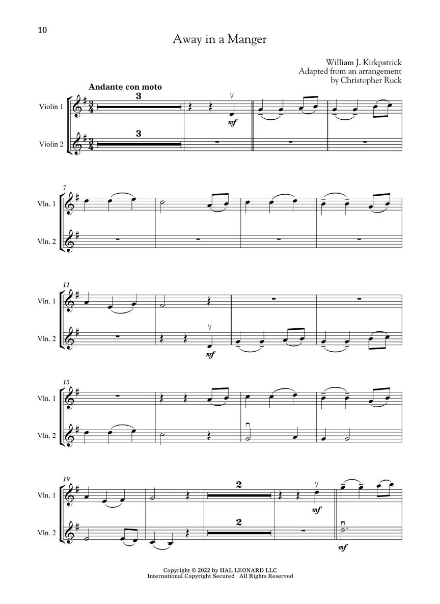 Christmas Carols for Violin Duet and Piano - Image 9