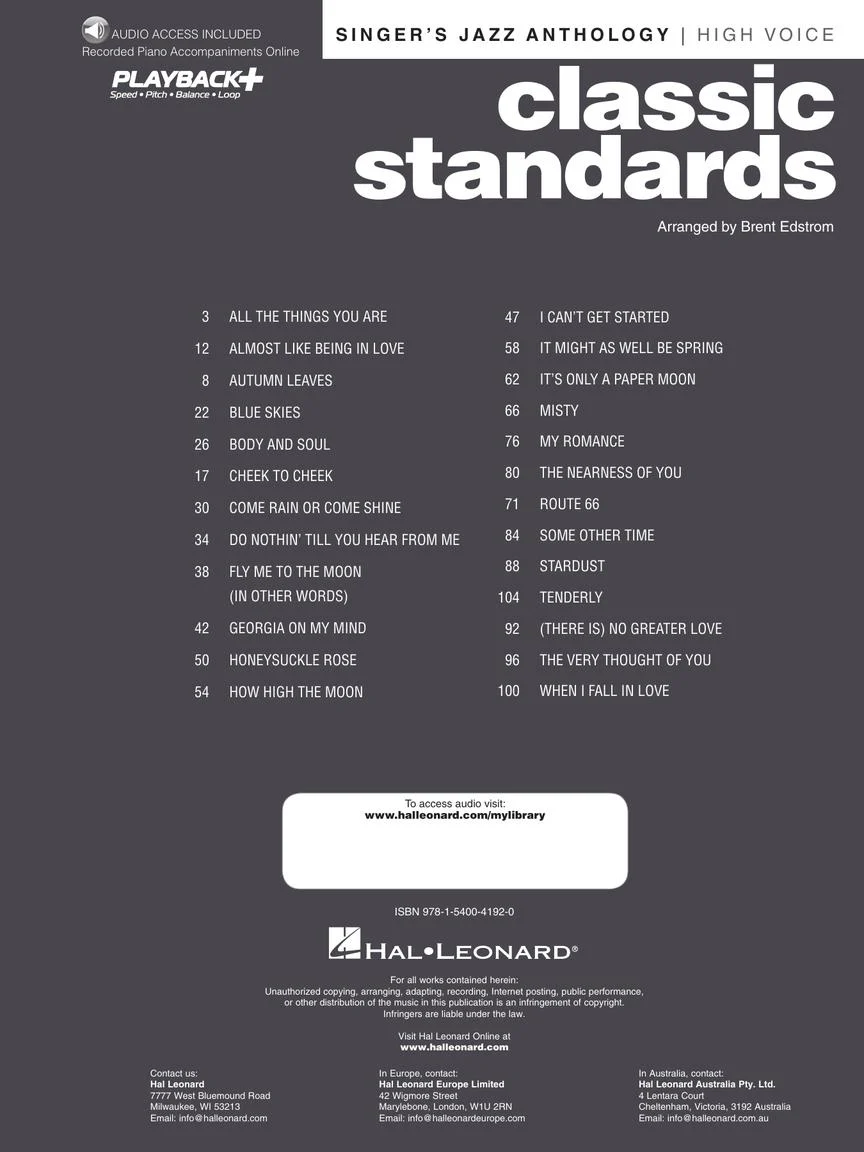 Classic Standards Singer's Jazz Anthology – High Voice - Image 2