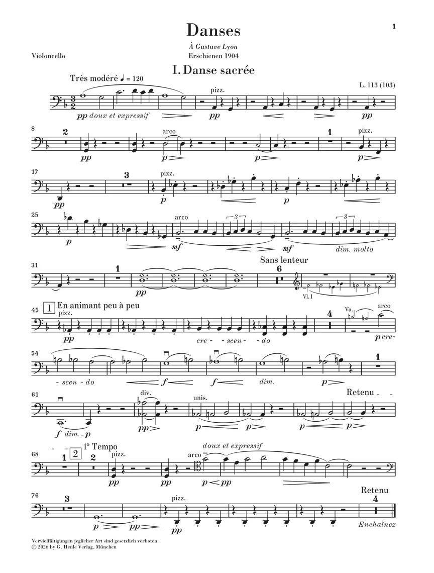 Debussy: Danses for Harp and String Orchestra for Chamber Orchestra  Set of String Parts - Image 5