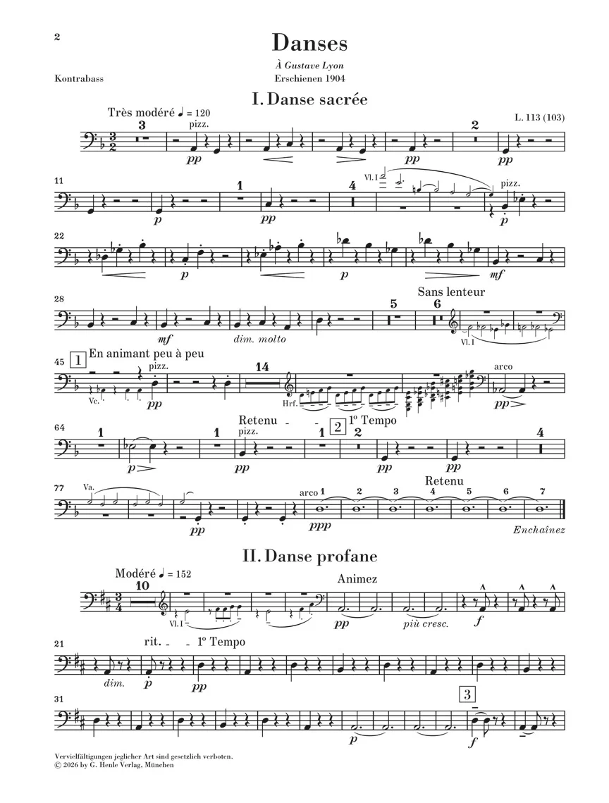 Debussy: Danses for Harp and String Orchestra for Chamber Orchestra  Set of String Parts - Image 6