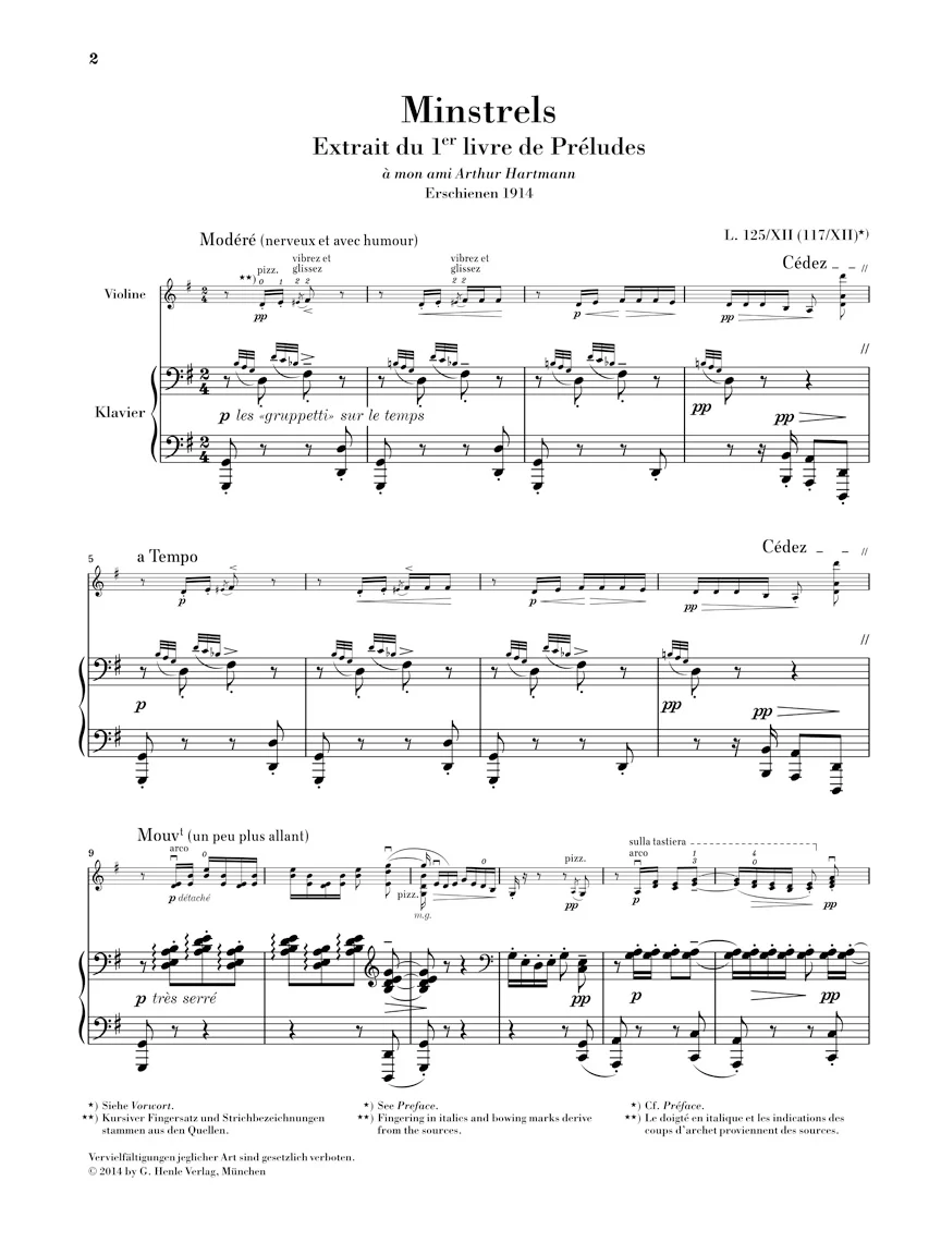 Debussy: Minstrels from Préludes I for Violin and Piano - Image 2