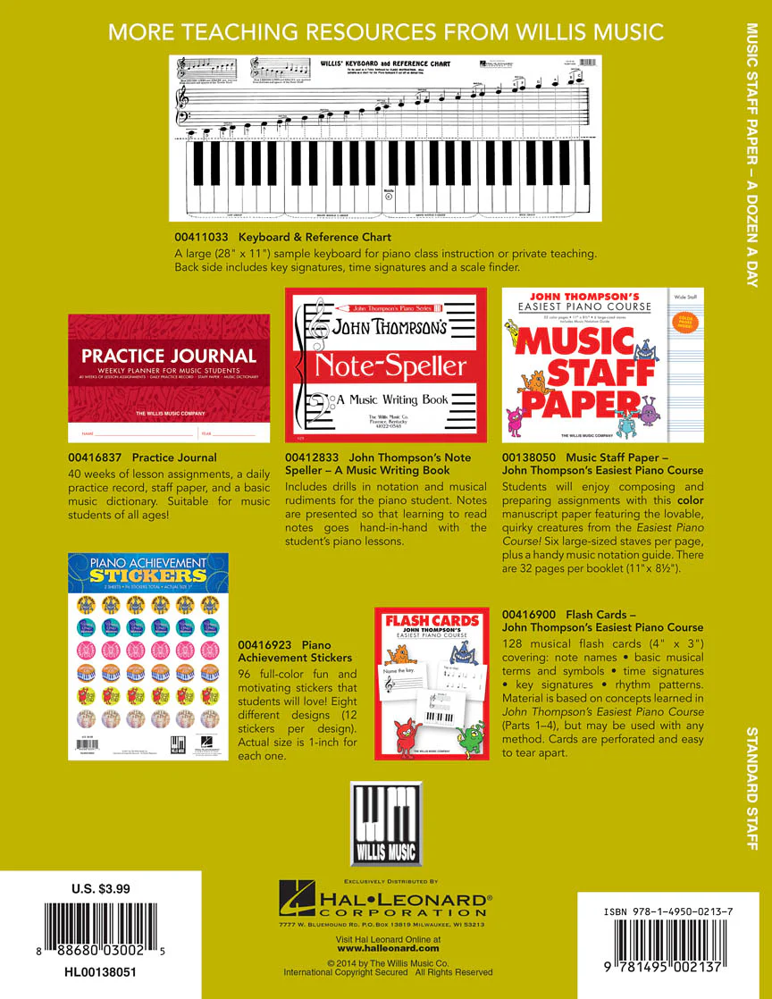 Burnam A Dozen a Day - Music Staff Paper - Image 2