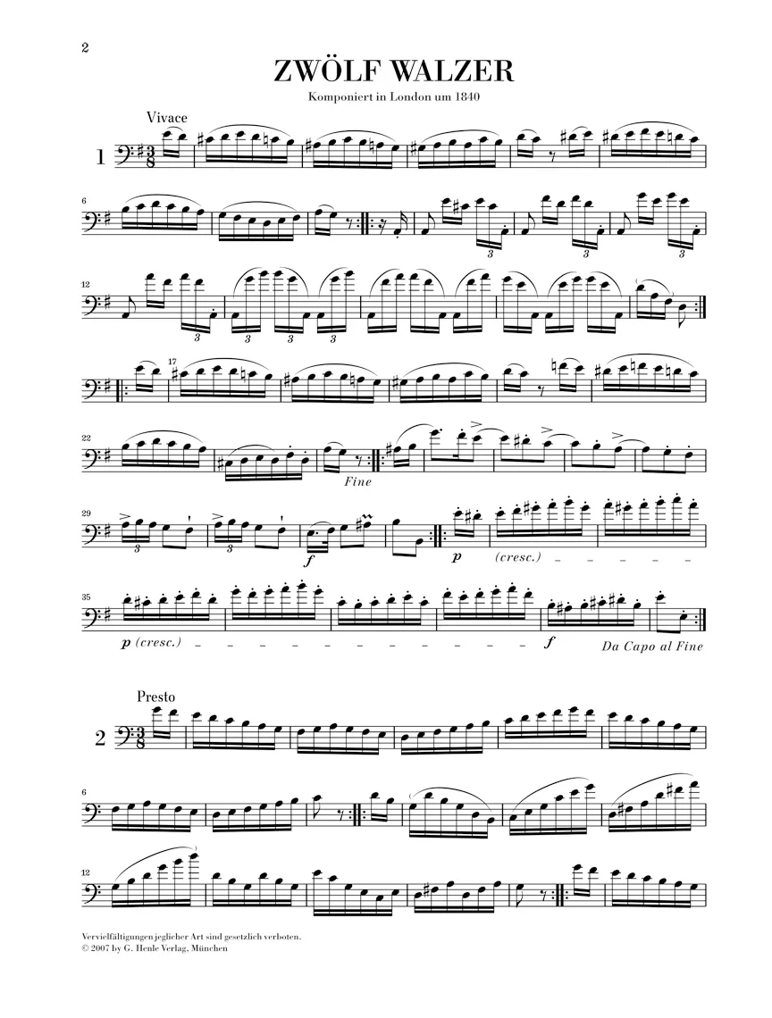 Dragonetti: Twelve Waltzes for Double Bass Solo - Image 2