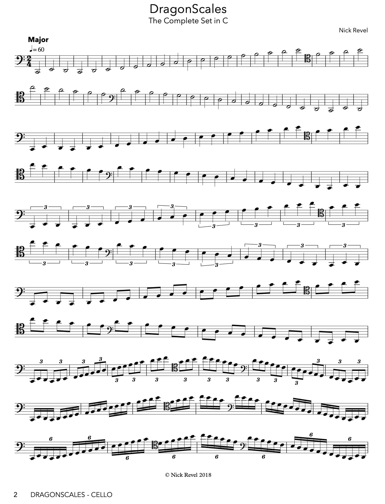 Revel: DragonScales 3-Octave Scales and Arpeggios for Cello (includes audio play-alongs) - Image 2