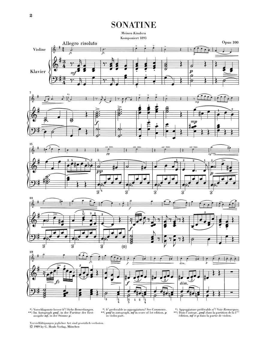 Dvořák: Sonatina for Piano and Violin in G major, Op. 100 - Image 2