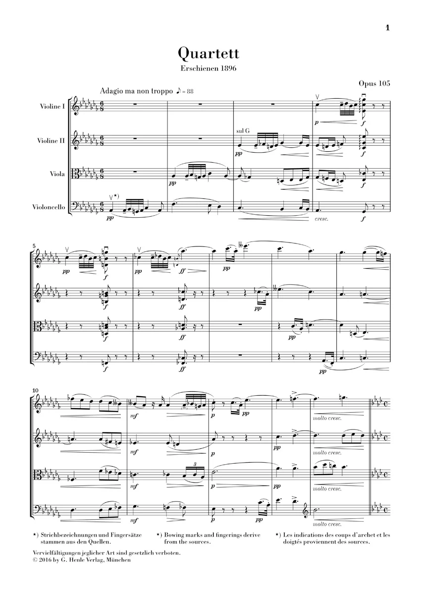 Dvořák: String Quartet in A flat major, Op. 105 (Study Score) - Image 2