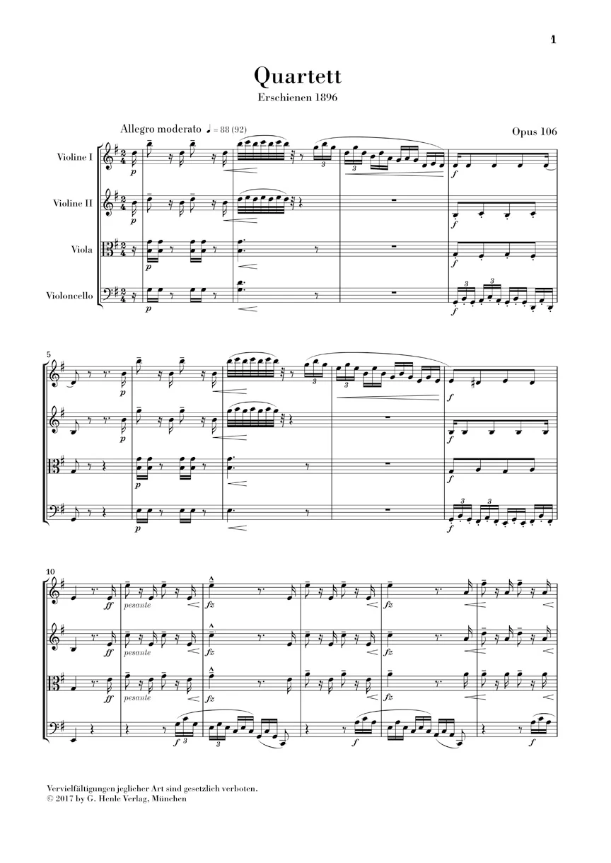 Dvořák: String Quartet in G major, Op. 106 (Study Score) - Image 2