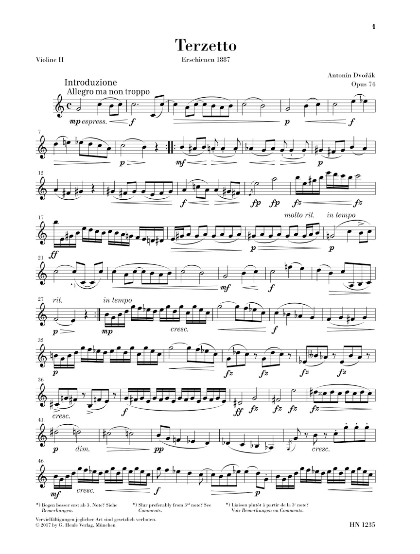 Dvořák: Terzetto in C major, Op. 74 for two Violins and Viola - Image 5