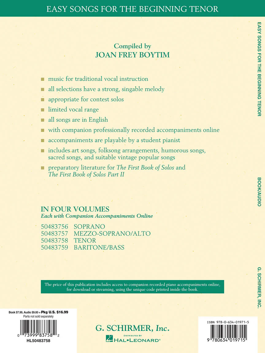 Easy Songs for Beginning Singers - Tenor - Image 2
