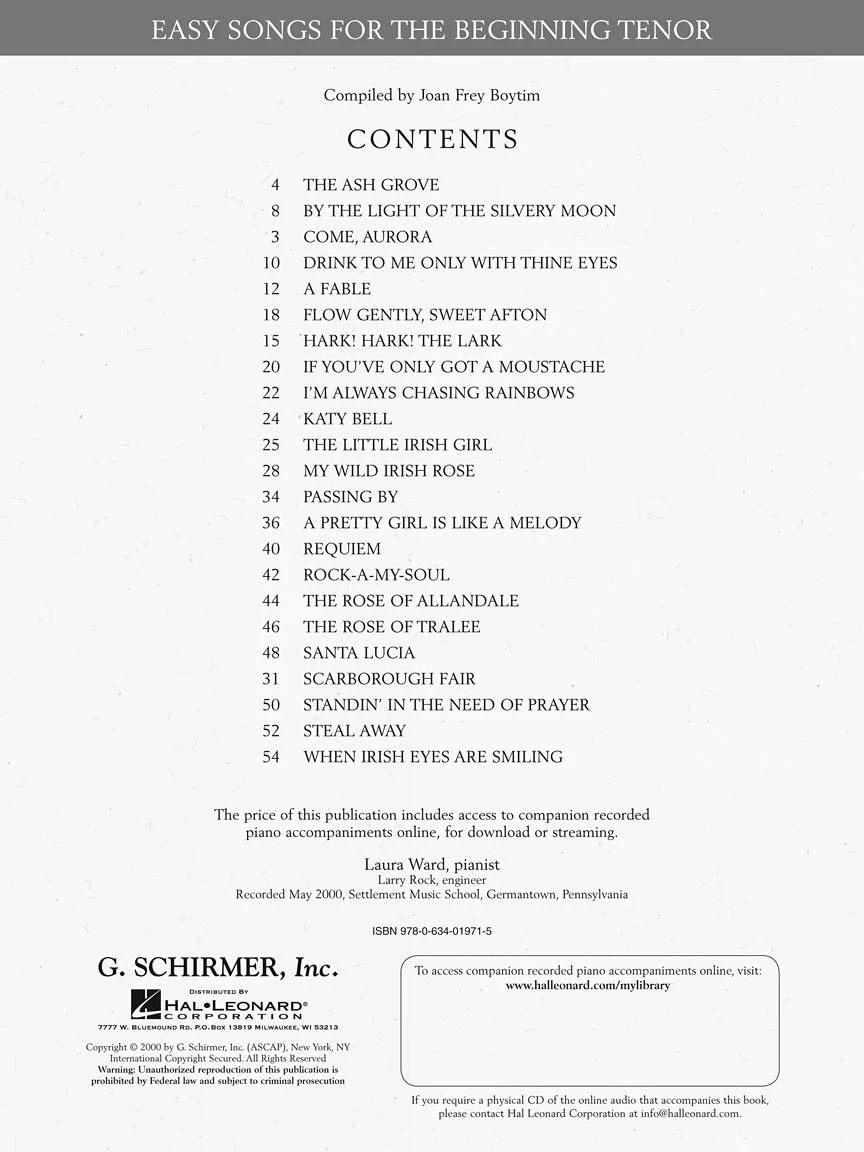 Easy Songs for Beginning Singers - Tenor - Image 3
