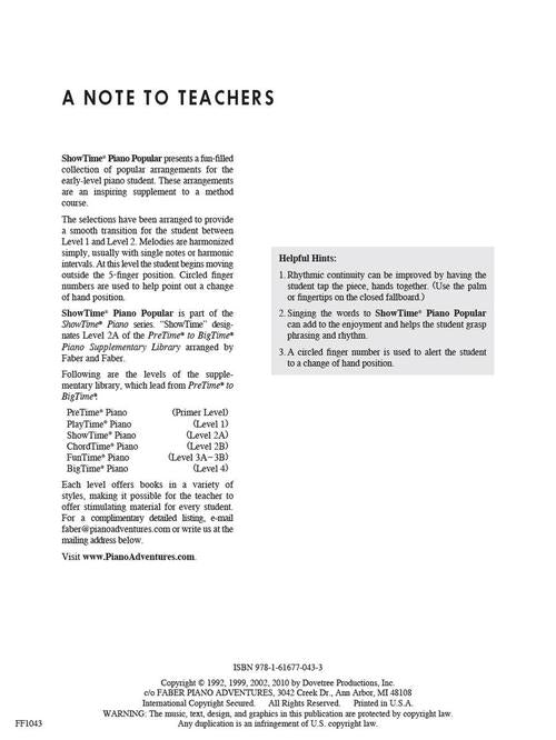 Faber Popular - ShowTime Piano - Level 2A - Image 2