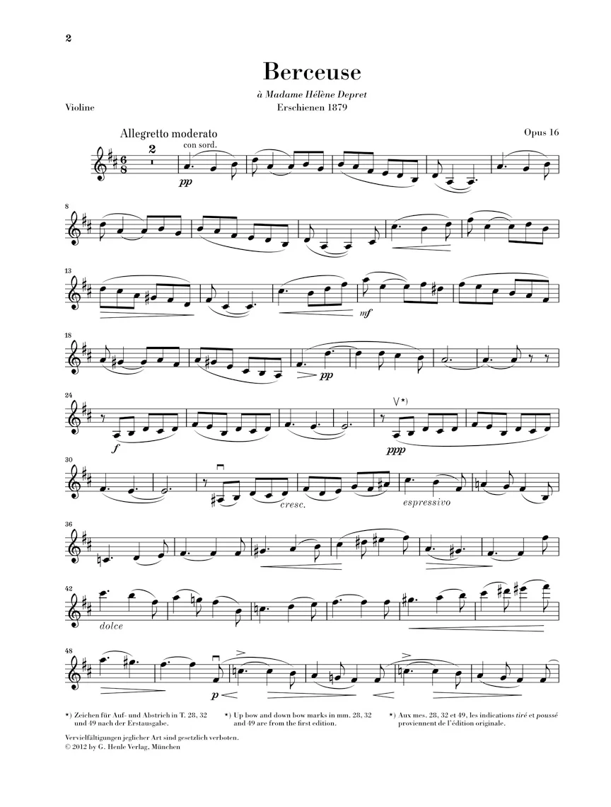 Fauré: Berceuse for Violin and Piano, Op. 16 - Image 2
