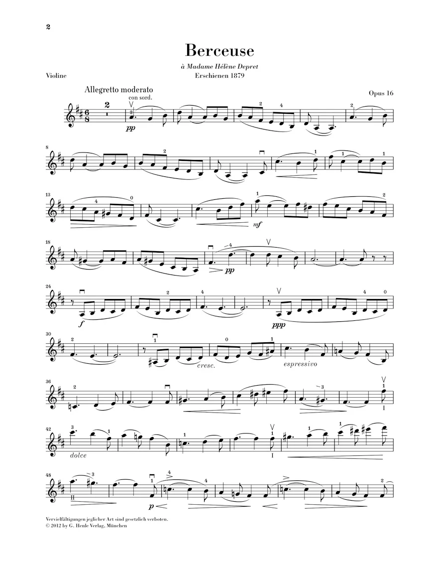 Fauré: Berceuse for Violin and Piano, Op. 16 - Image 3