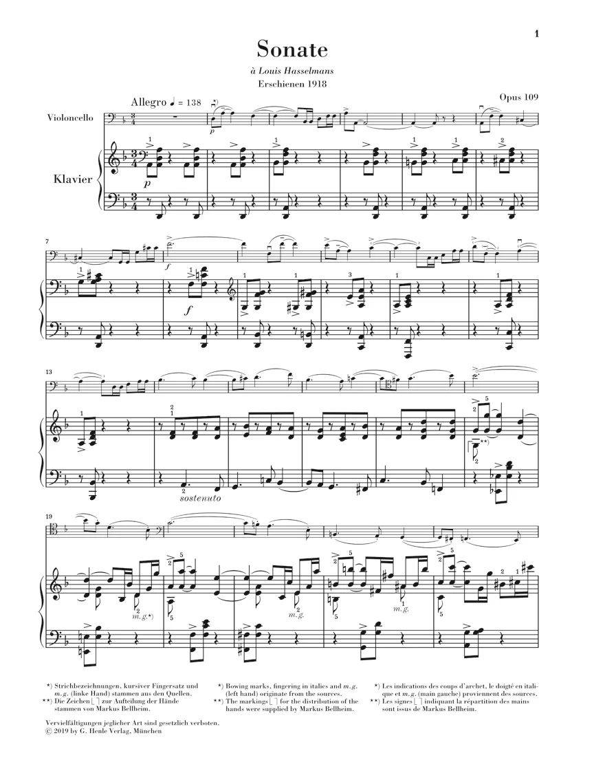 Fauré: Sonata No. 1 in d minor, Op. 109 for Cello and Piano - Image 2