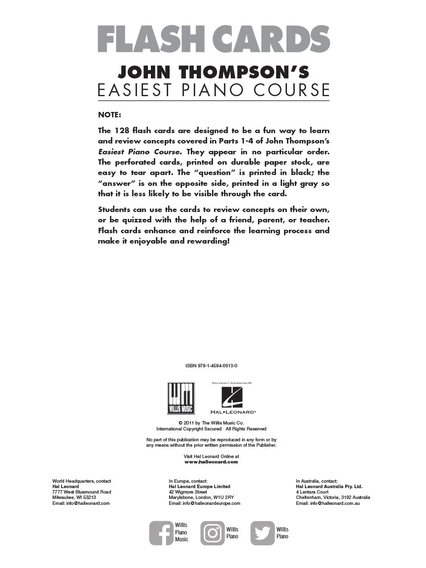 Flash Cards John Thompson's Easiest Piano Course - Image 2