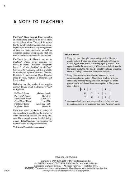 Faber Jazz & Blues - FunTime Piano - Level 3A-3B - Image 2