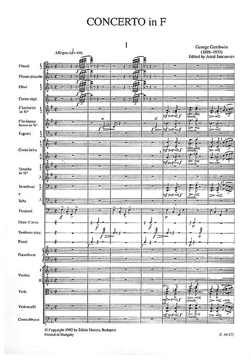 Gershwin: Concerto in F for Piano and Orchestra (Study Score) - Image 2