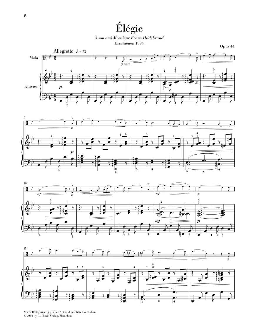Glazunov: Élégie, Op. 44 for Viola and Piano - Image 2