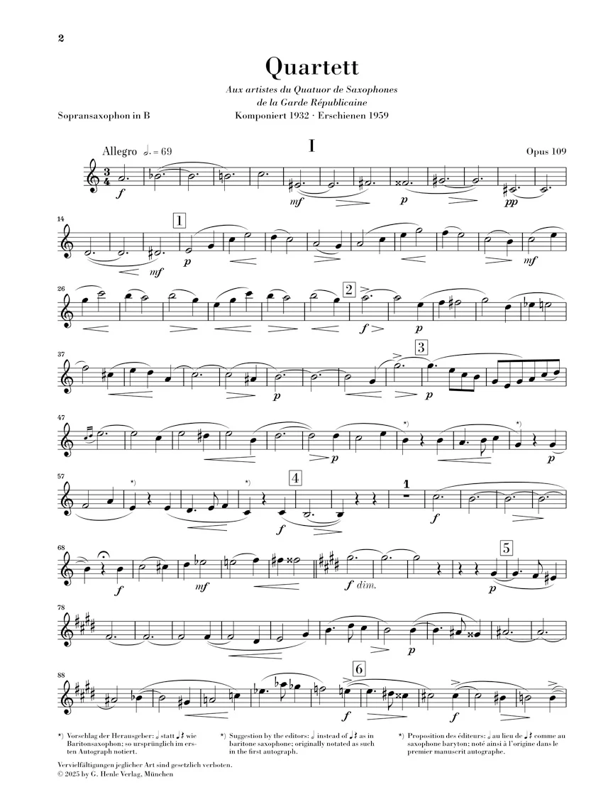 Glasunow: Saxophone Quartet B flat major, Op. 109 - Image 2