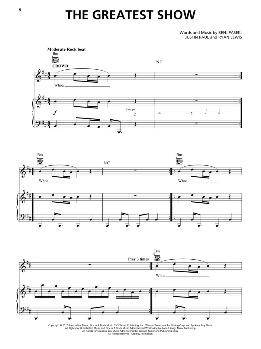 Greatest Showman, The - Piano/Vocal/Guitar - Image 4