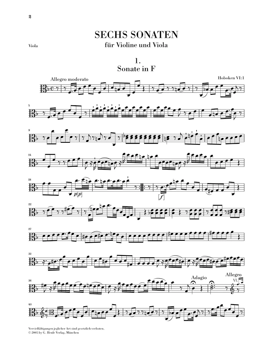Haydn: Six Sonatas for Violin and Viola Hob. VI:1-6 - Image 4