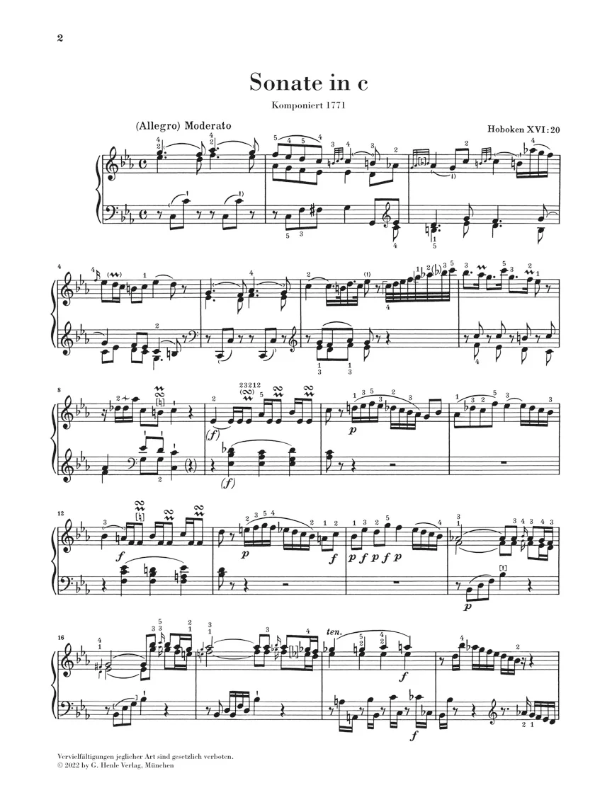 Haydn: Piano Sonata c minor Hob. XVI:20 - Image 2