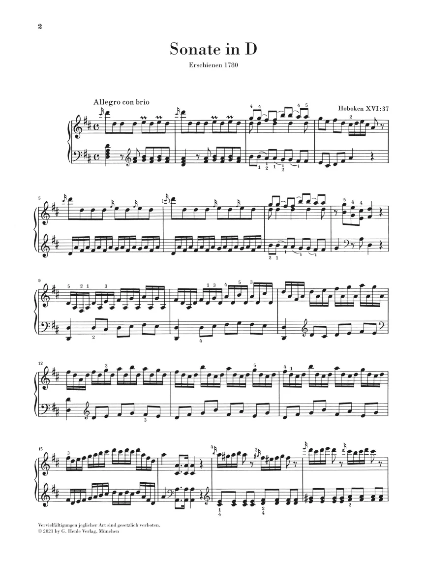 Haydn: Piano Sonata in D major Hob. XVI:37 - Image 2