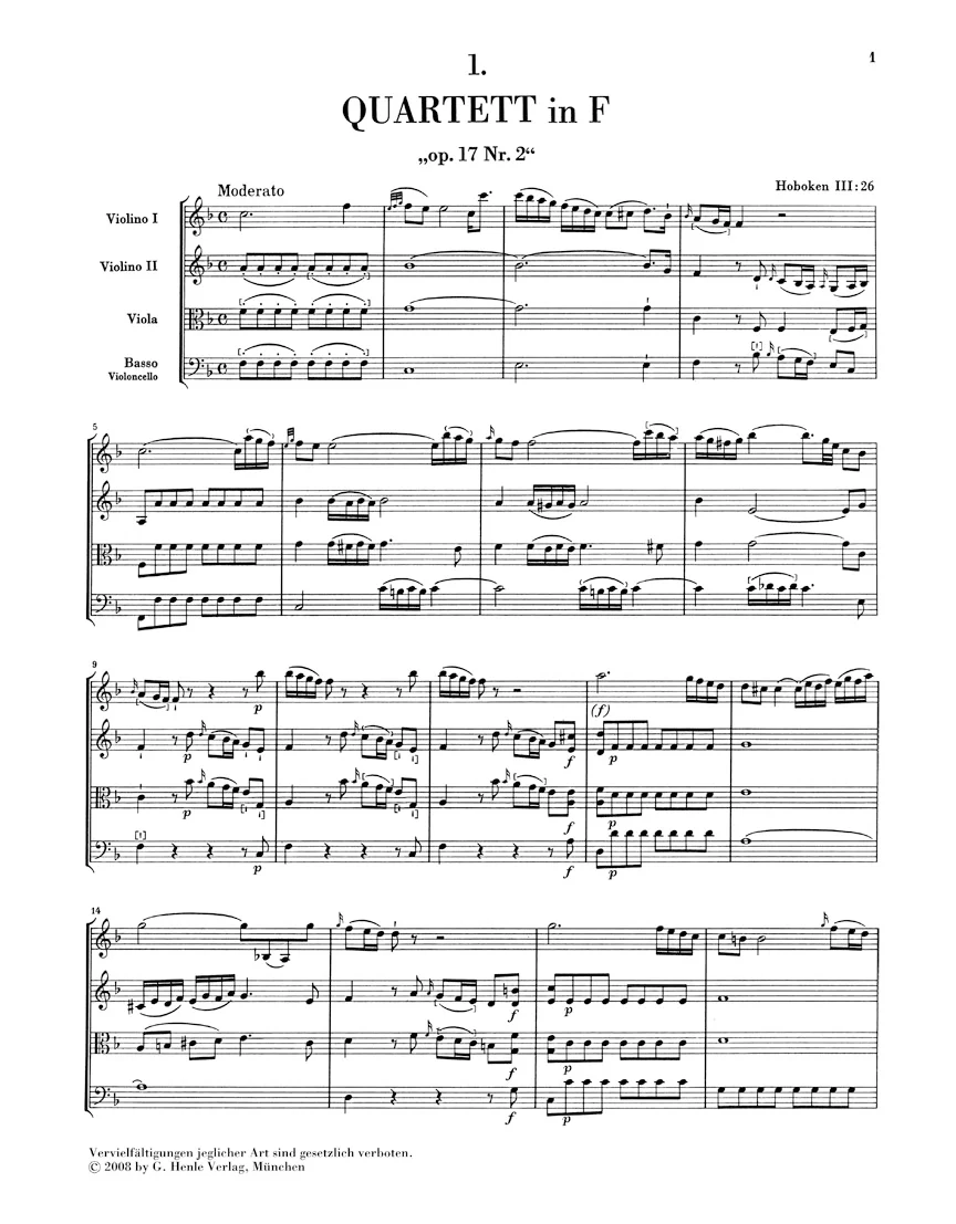 Haydn: String Quartets Book III, Op. 17 (Study Score) - Image 2