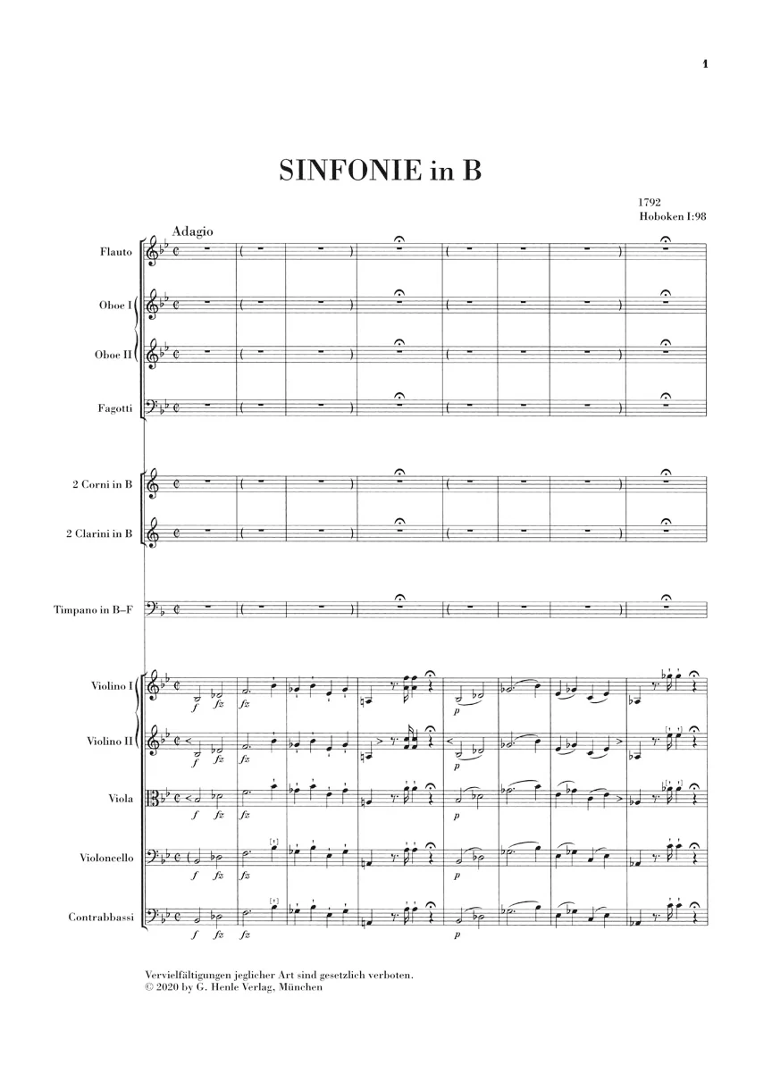 Haydn: Symphony in B flat major Hob I:98 (Study Score) - Image 2