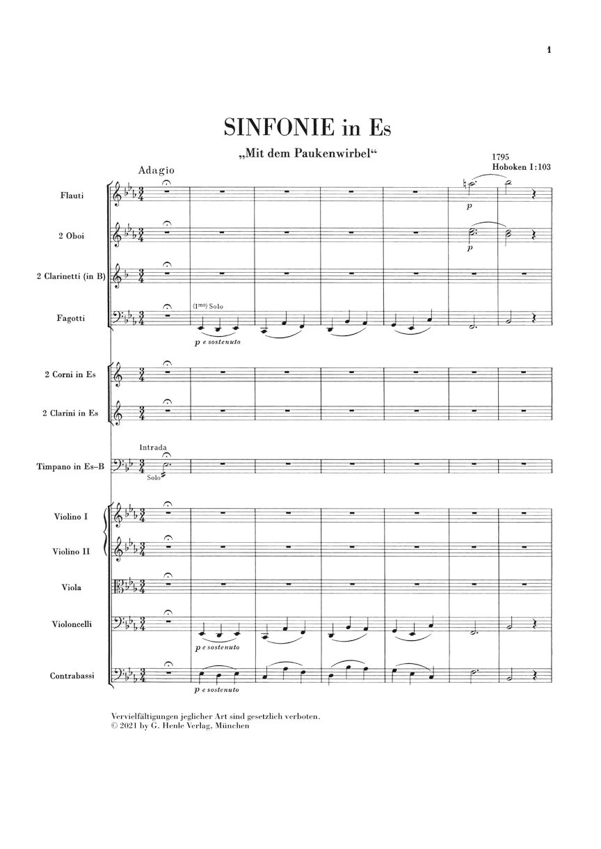 Haydn: Symphony in Eb major Hob. I:103 (Drumroll) (Study Score) - Image 2