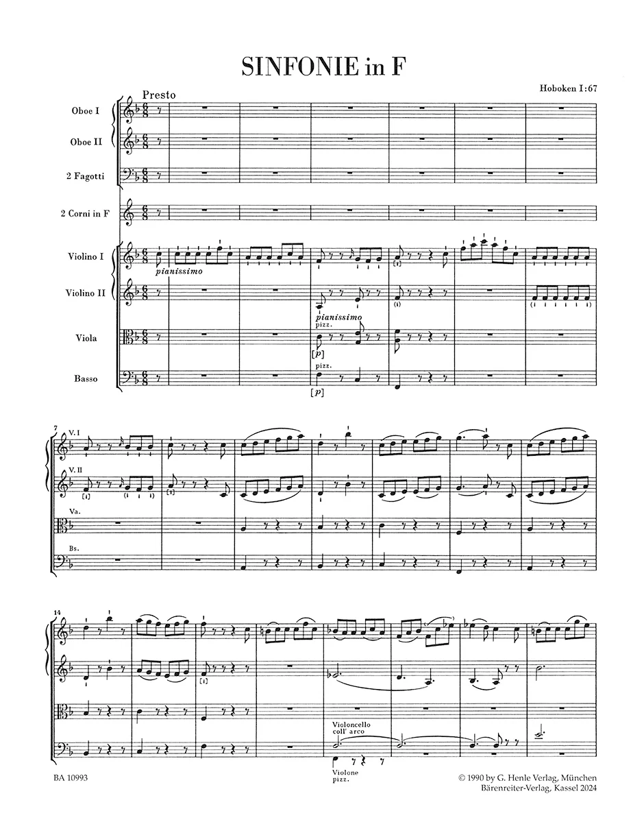 Haydn Symphony in F major Hob. I:67 Full Score - Image 2