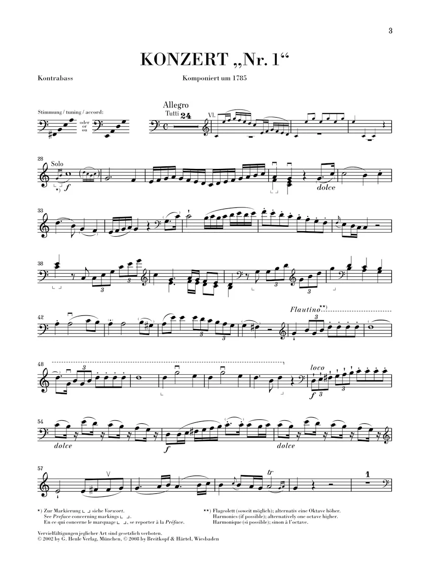 Hoffmeister: Concerto "No. 1" for Double Bass and Orchestra (with Violin obbligato) - Image 5