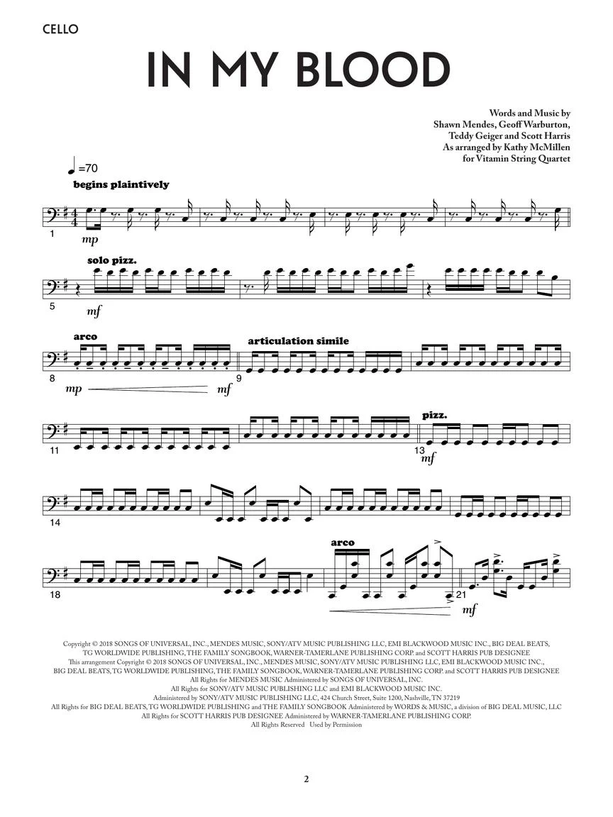 In My Blood - Vitamin String Quartet from Bridgerton for String Quartet - Image 2