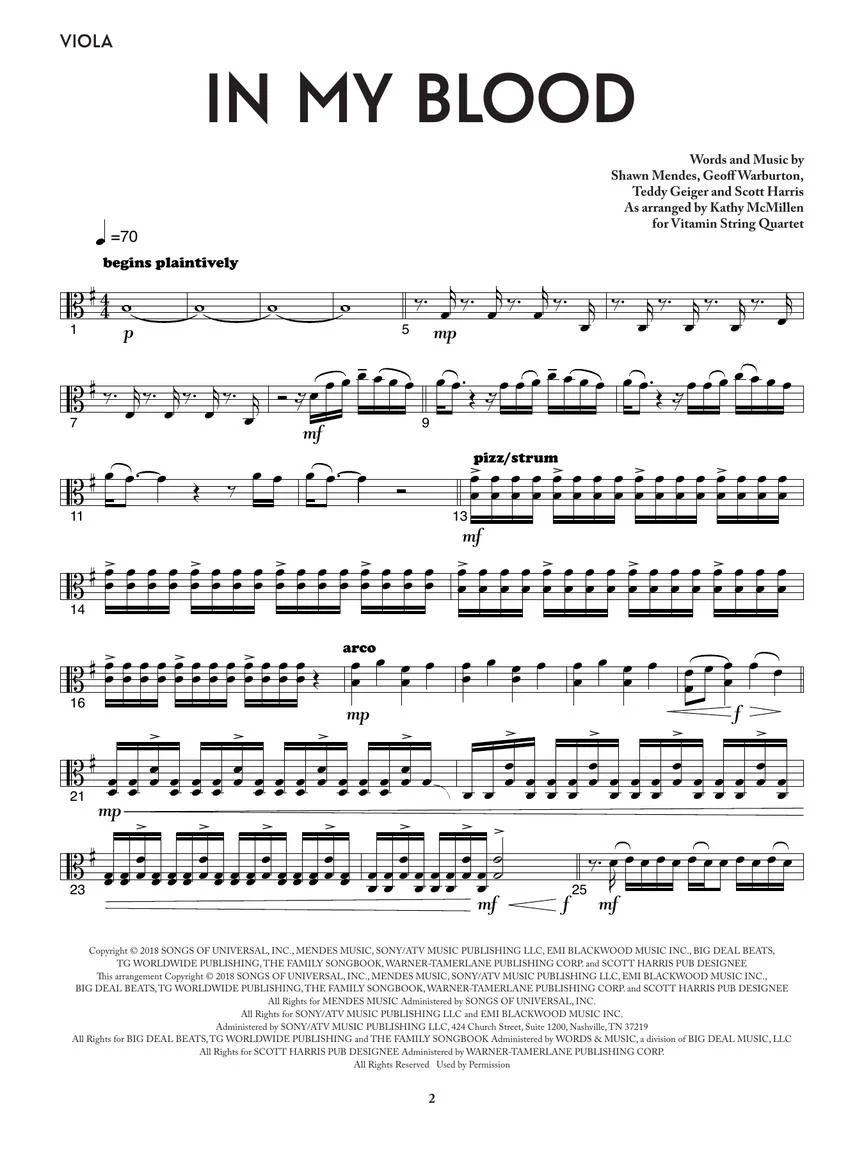 In My Blood - Vitamin String Quartet from Bridgerton for String Quartet - Image 3