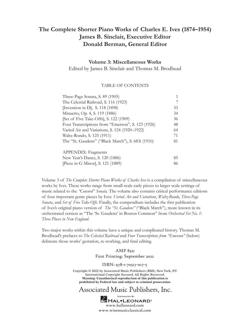 Ives Piano Pieces: Shorter Works for Piano – Volume 3 - Image 2