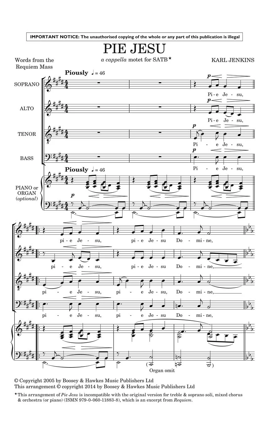 Jenkins Pie Jesu from Requiem SATB a cappella, Latin - Image 2